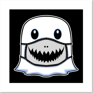 Ghost Halloween with Pumpkin Smile Mask Posters and Art